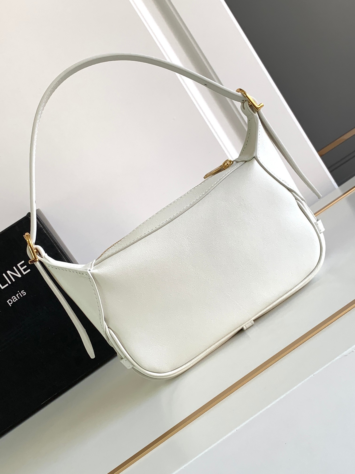 CELINE Mini Romy Bag in Supple Calfskin - White