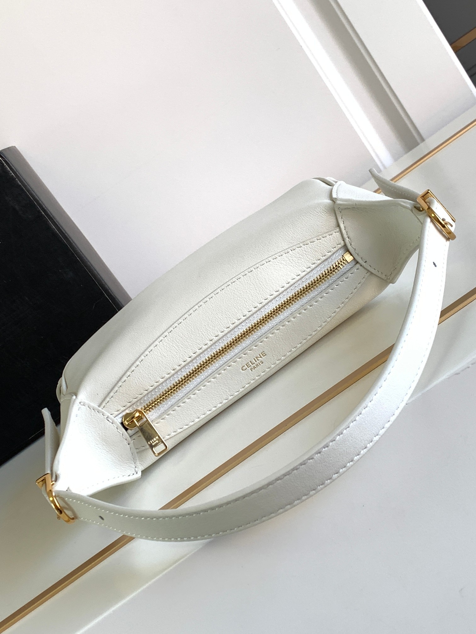 CELINE Mini Romy Bag in Supple Calfskin - White