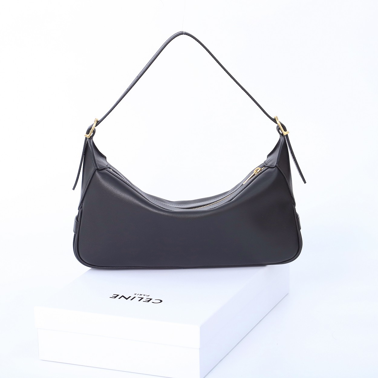 CELINE Medium Romy Bag in Supple Calfskin - Black