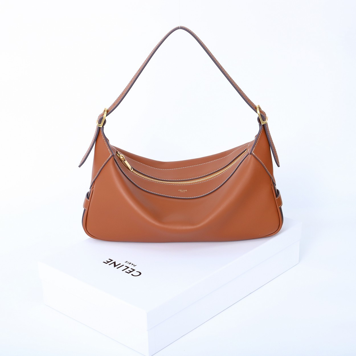 CELINE Medium Romy Bag in Supple Calfskin - Tan