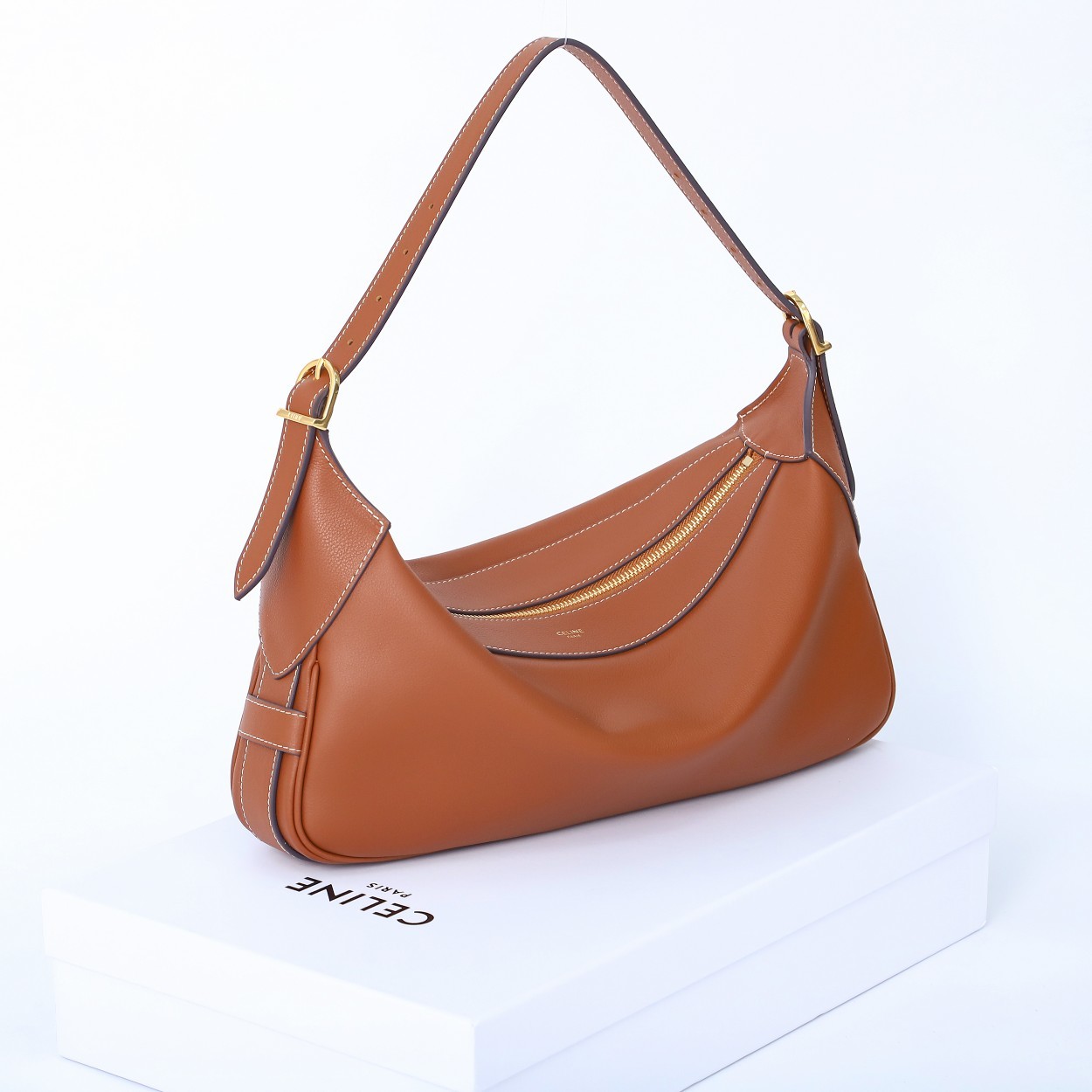 CELINE Medium Romy Bag in Supple Calfskin - Tan