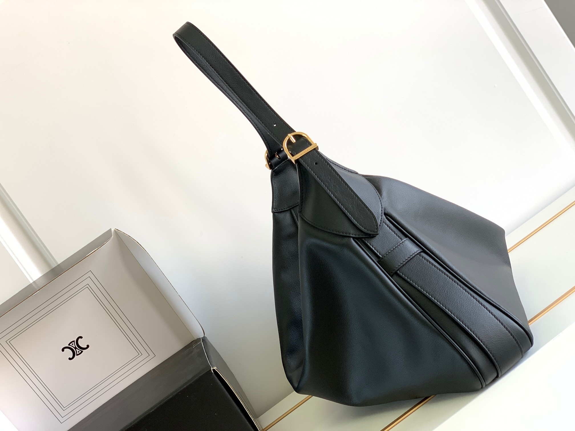 CELINE Large Romy Bag in Supple Calfskin - Black