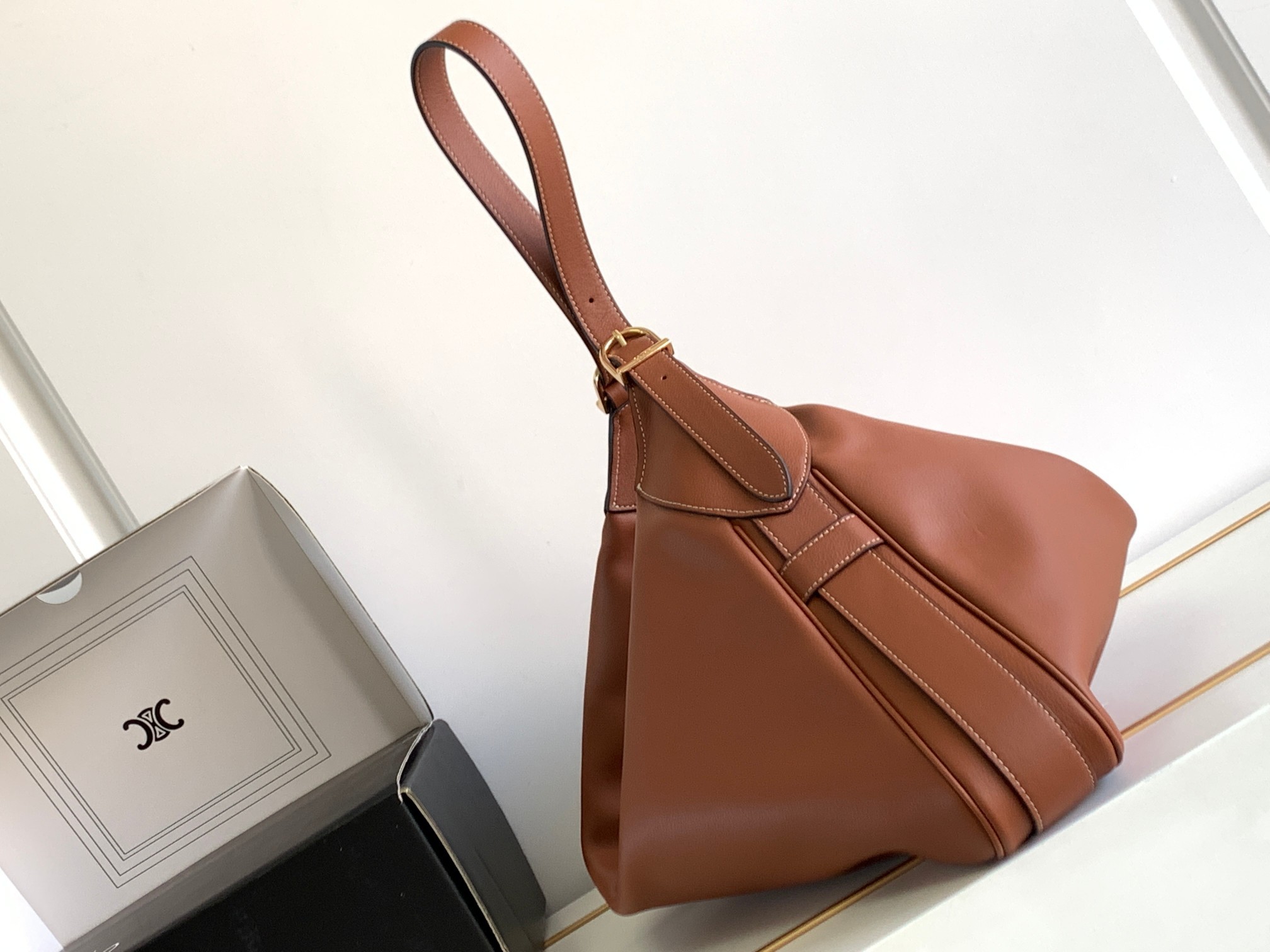 CELINE Large Romy Bag in Supple Calfskin - Tan