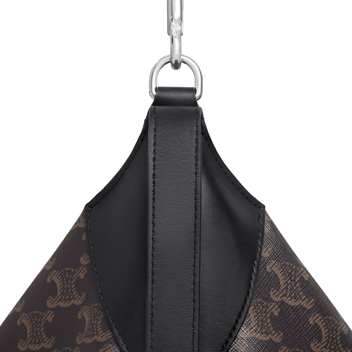 CELINE Large Strap Romy Bag in Triomphe Canvas And Calfskin - Black