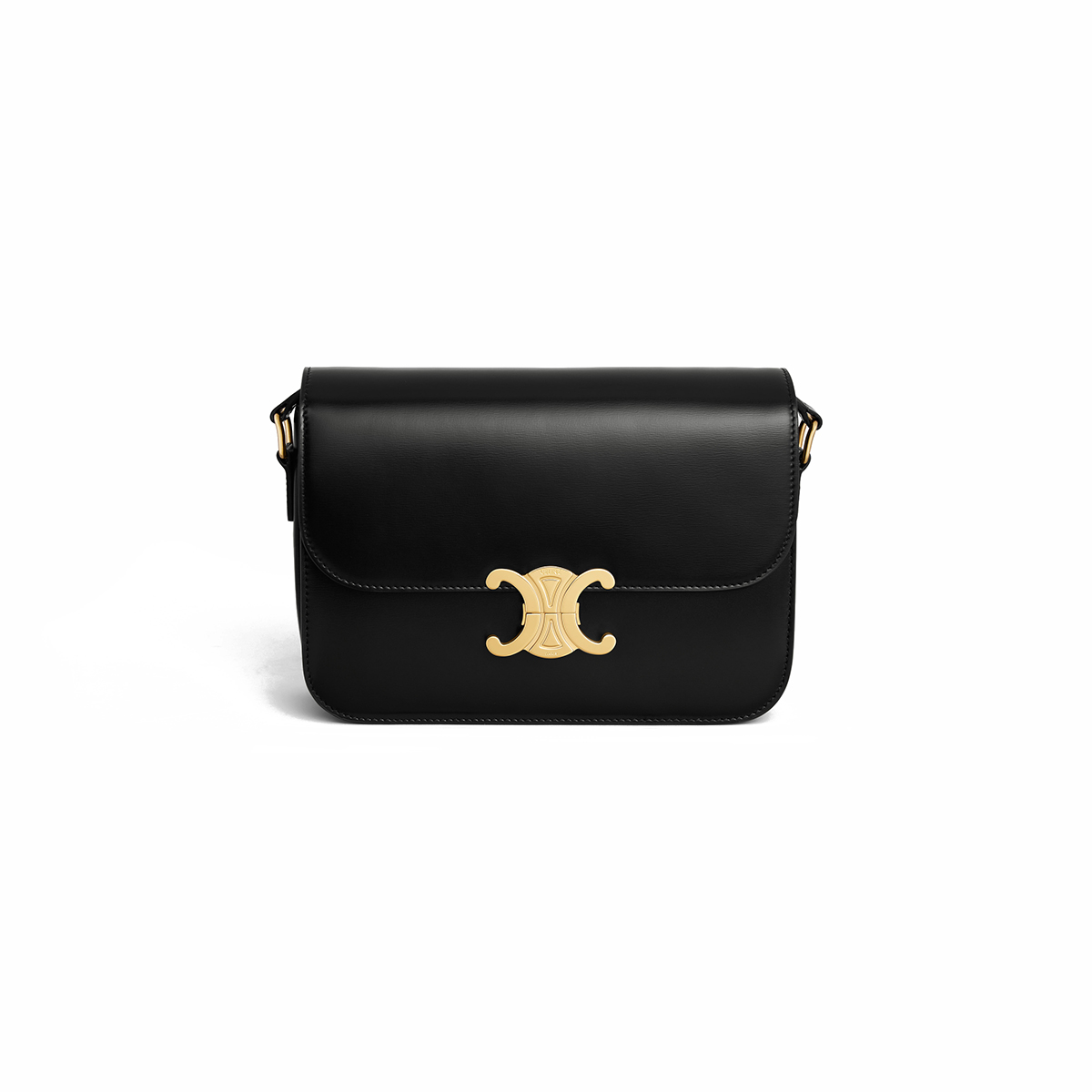 CELINE Classique Triomphe Bag In Shiny Calfskin - Black