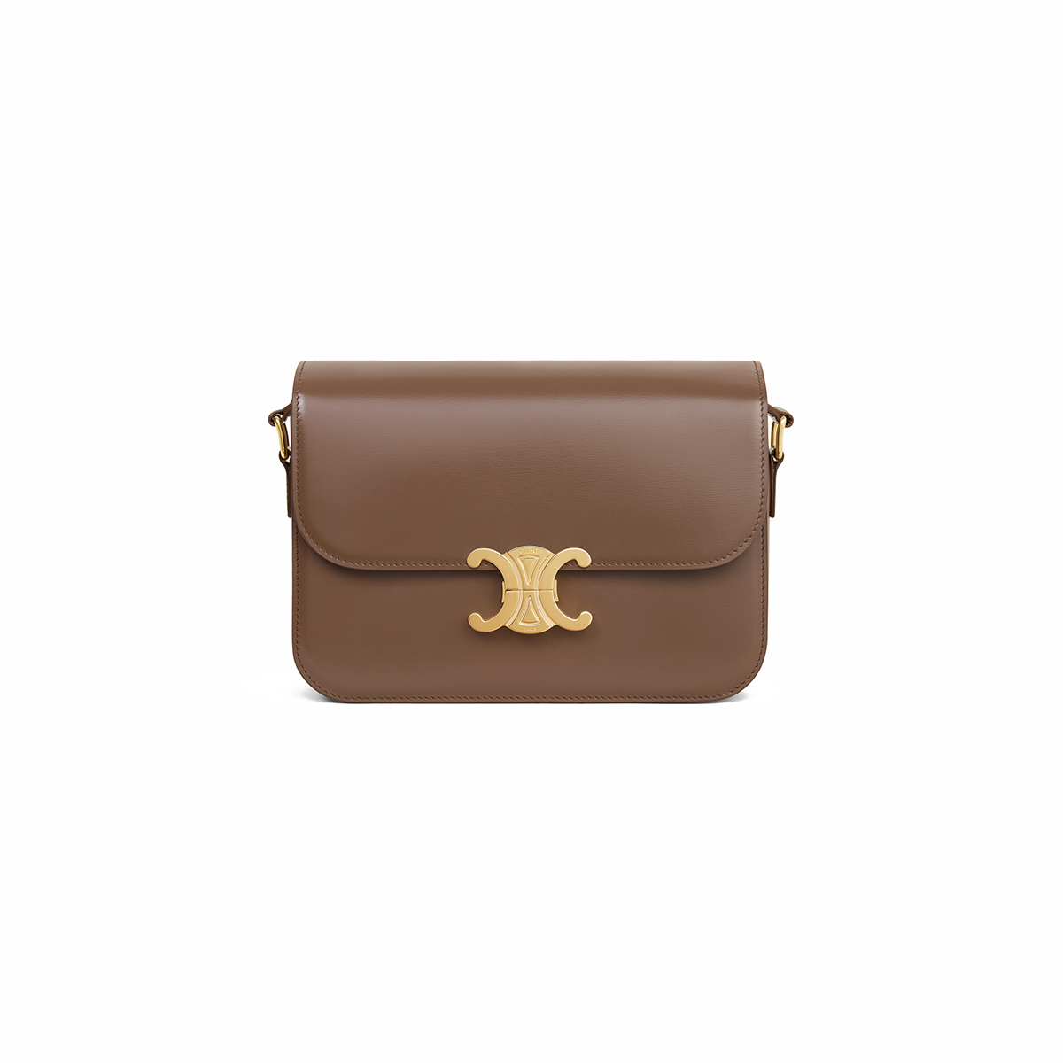 CELINE Classique Triomphe Bag In Shiny Calfskin - Glazed Brown