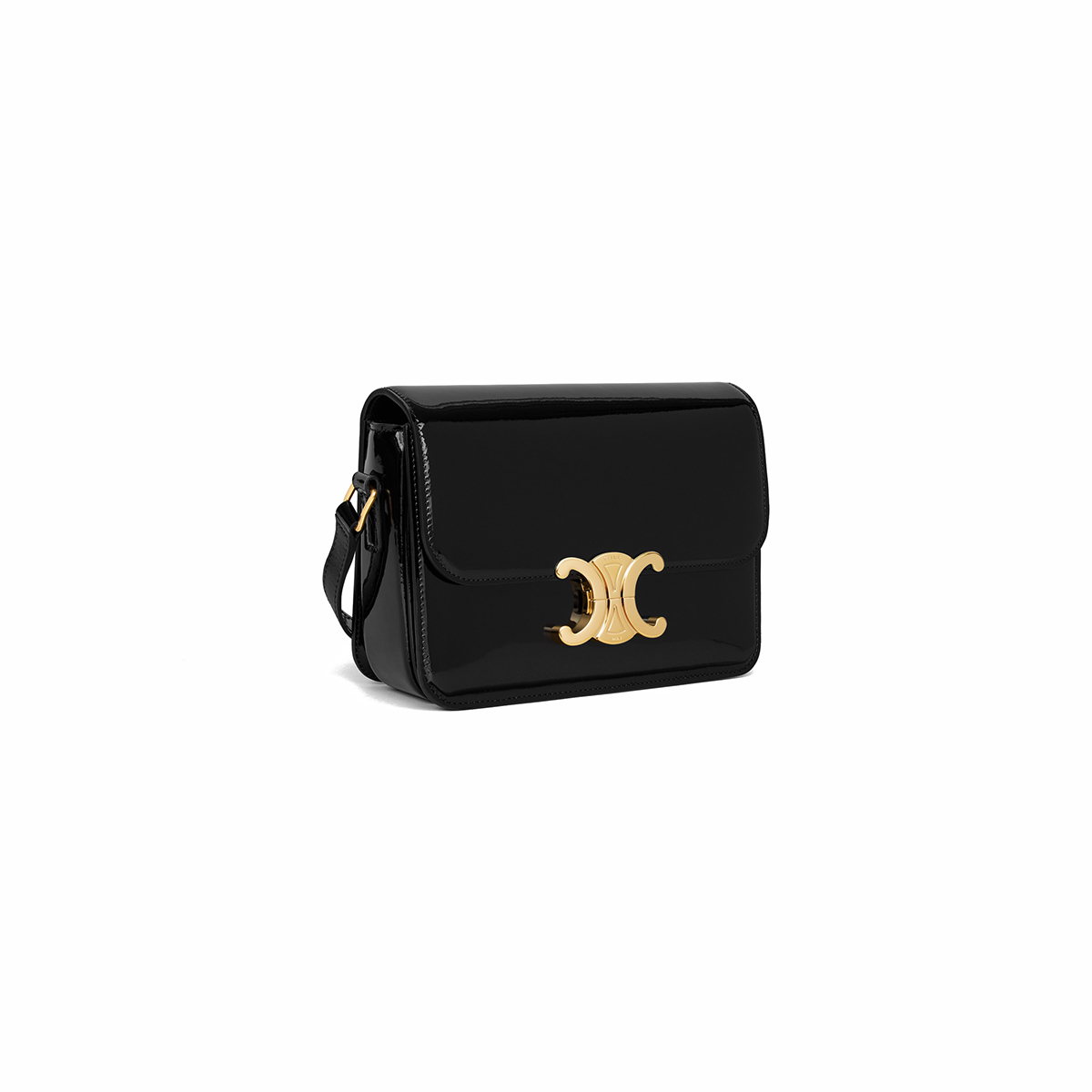 CELINE Teen Triomphe Bag In Shiny Calfskin - Black