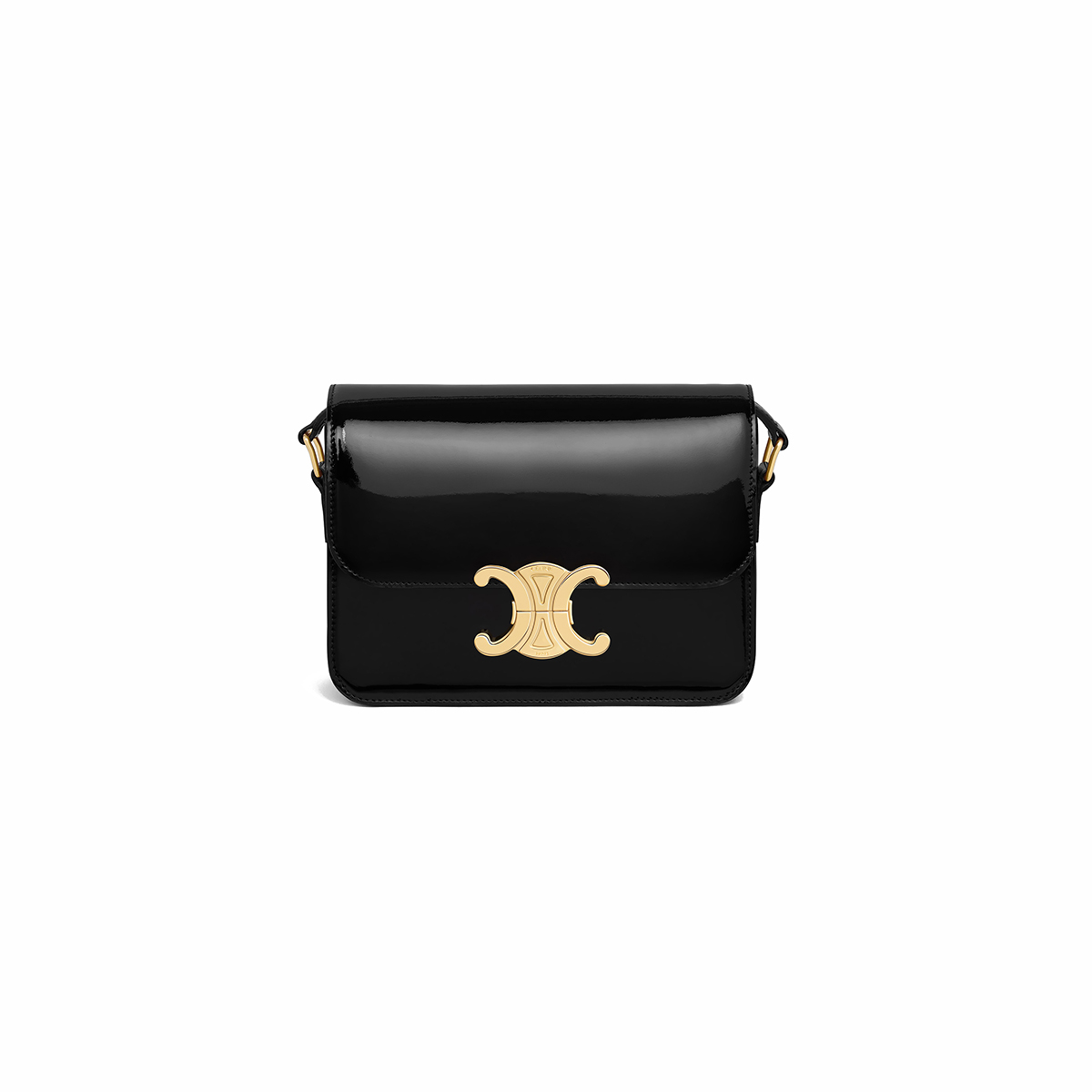 CELINE Teen Triomphe Bag In Shiny Calfskin - Black