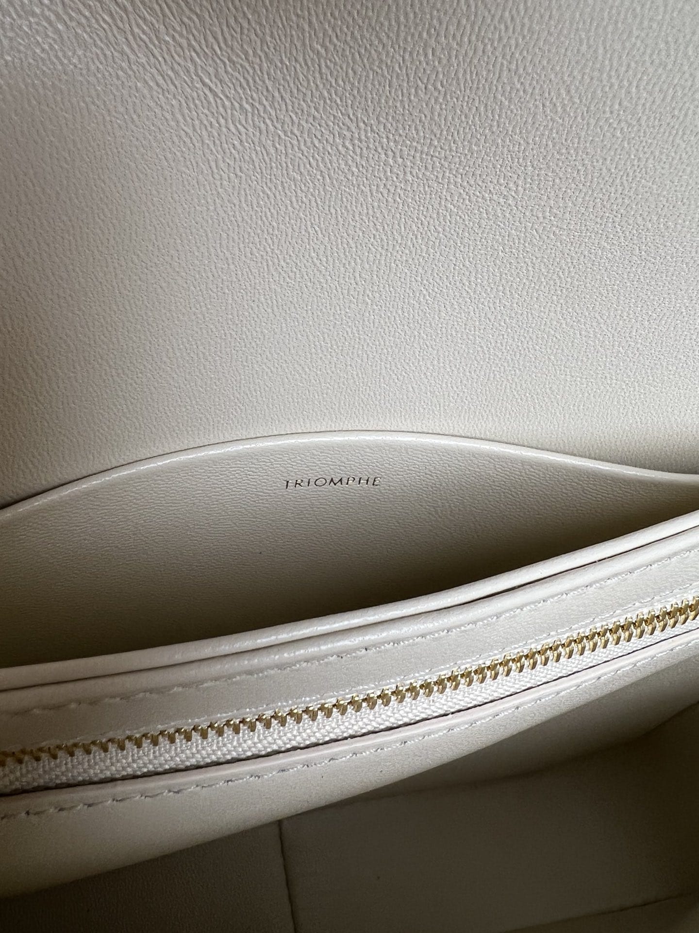 CELINE Teen Triomphe Bag In Shiny Calfskin - Limestone