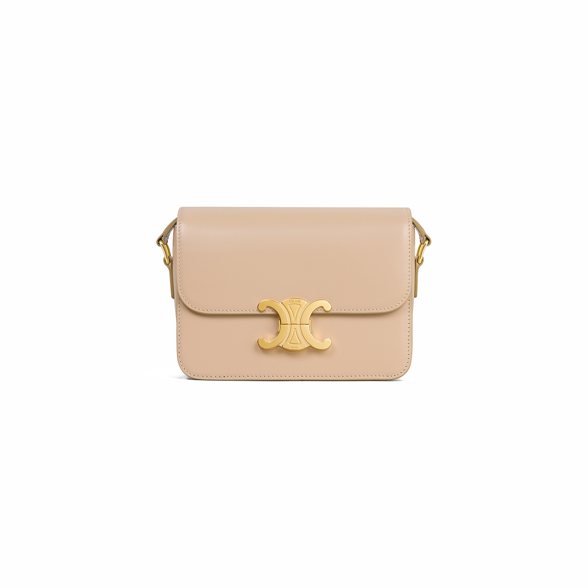 CELINE Teen Triomphe Bag In Shiny Calfskin - Oat Beige