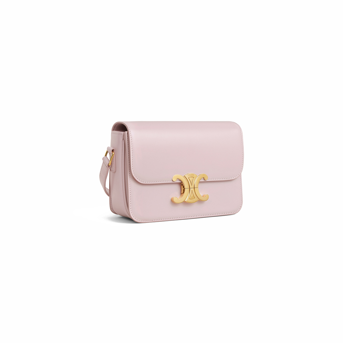 CELINE Teen Triomphe Bag In Shiny Calfskin - Pastel Pink