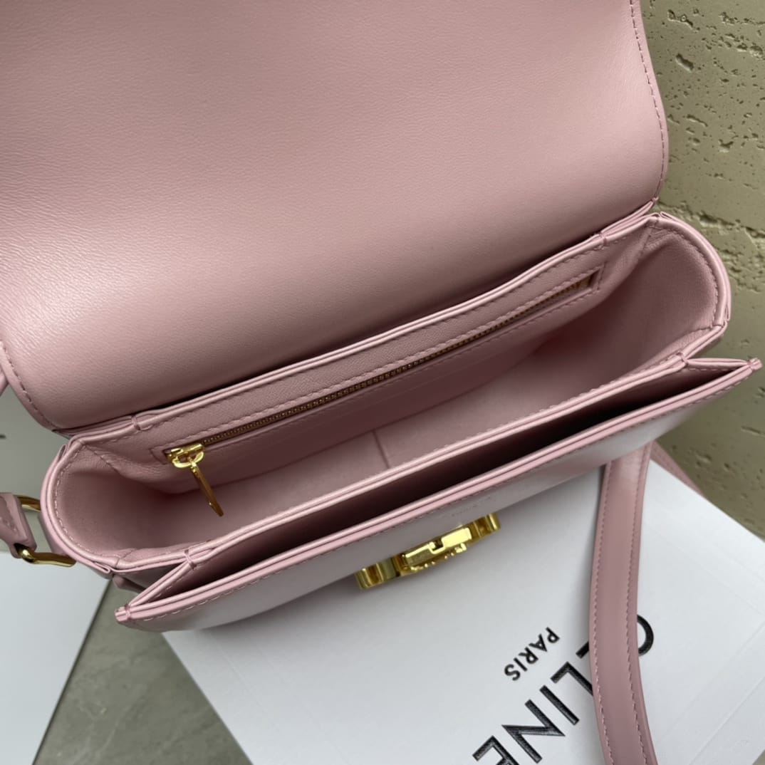 CELINE Teen Triomphe Bag In Shiny Calfskin - Pastel Pink