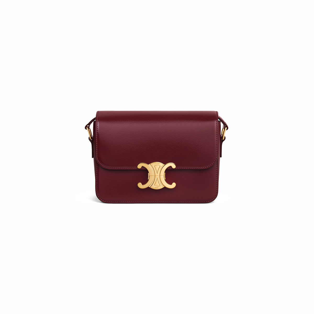 CELINE Teen Triomphe Bag In Shiny Calfskin - Light Burgundy