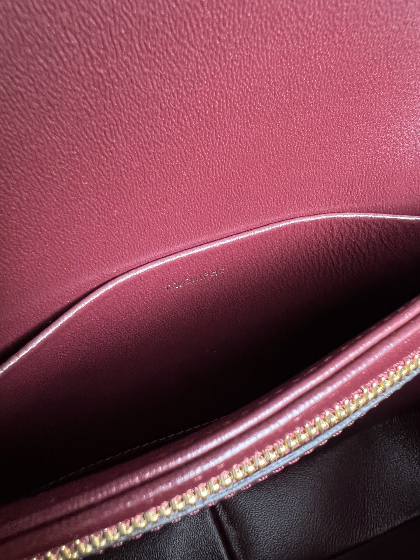 CELINE Teen Triomphe Bag In Shiny Calfskin - Light Burgundy