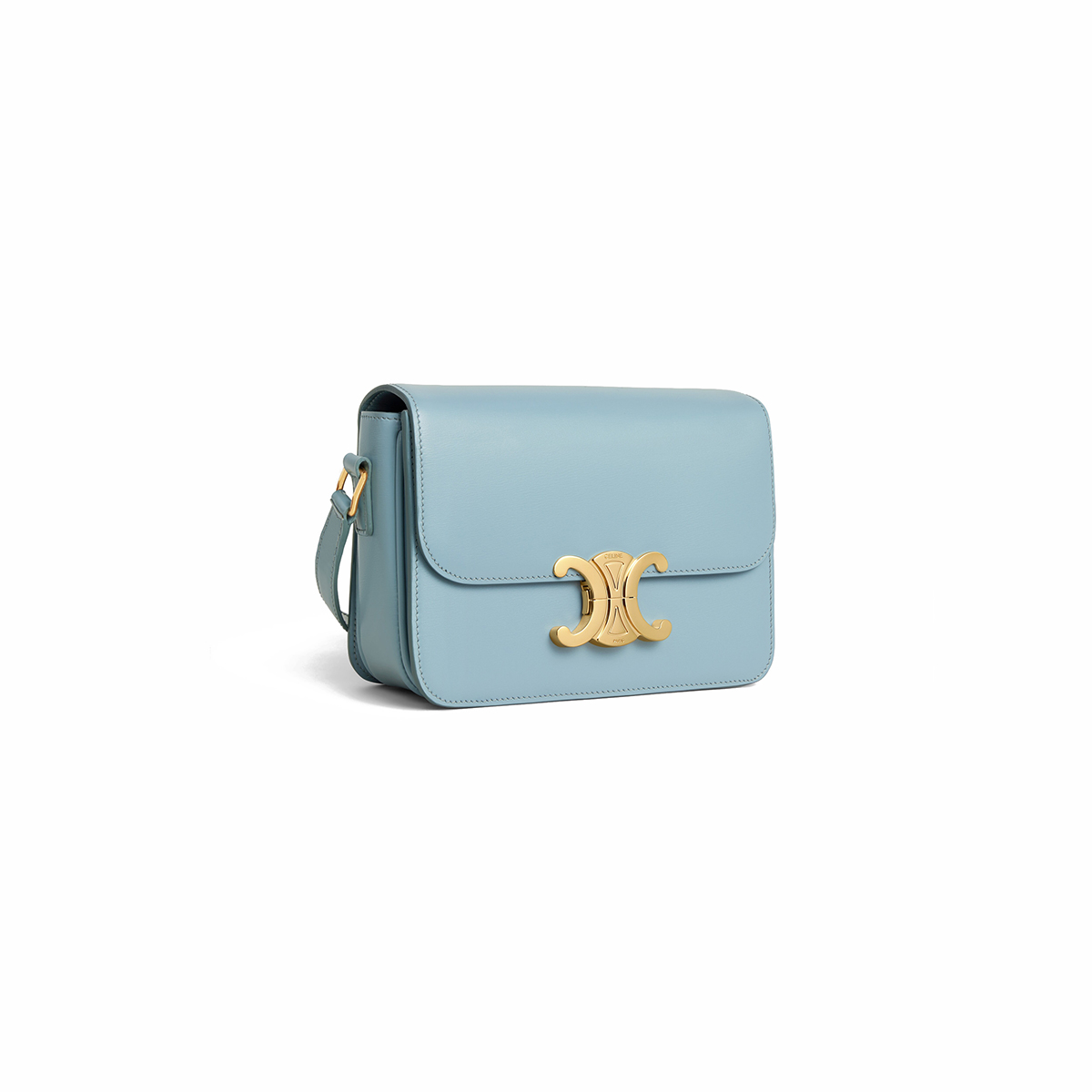 CELINE Teen Triomphe Bag In Shiny Calfskin - California Blue