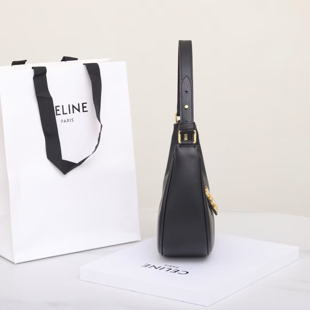 CELINE Medium Ava Triomphe Bag In Calfskin - Black