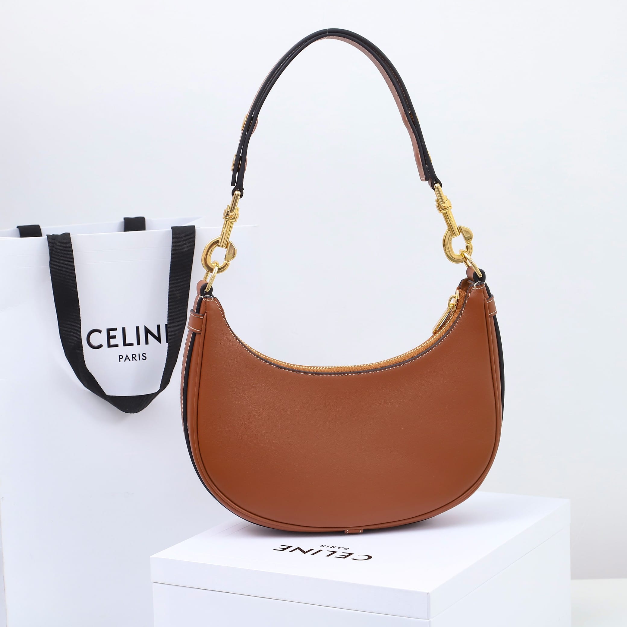 CELINE Medium Ava Strap Bag In Calfskin - Tan