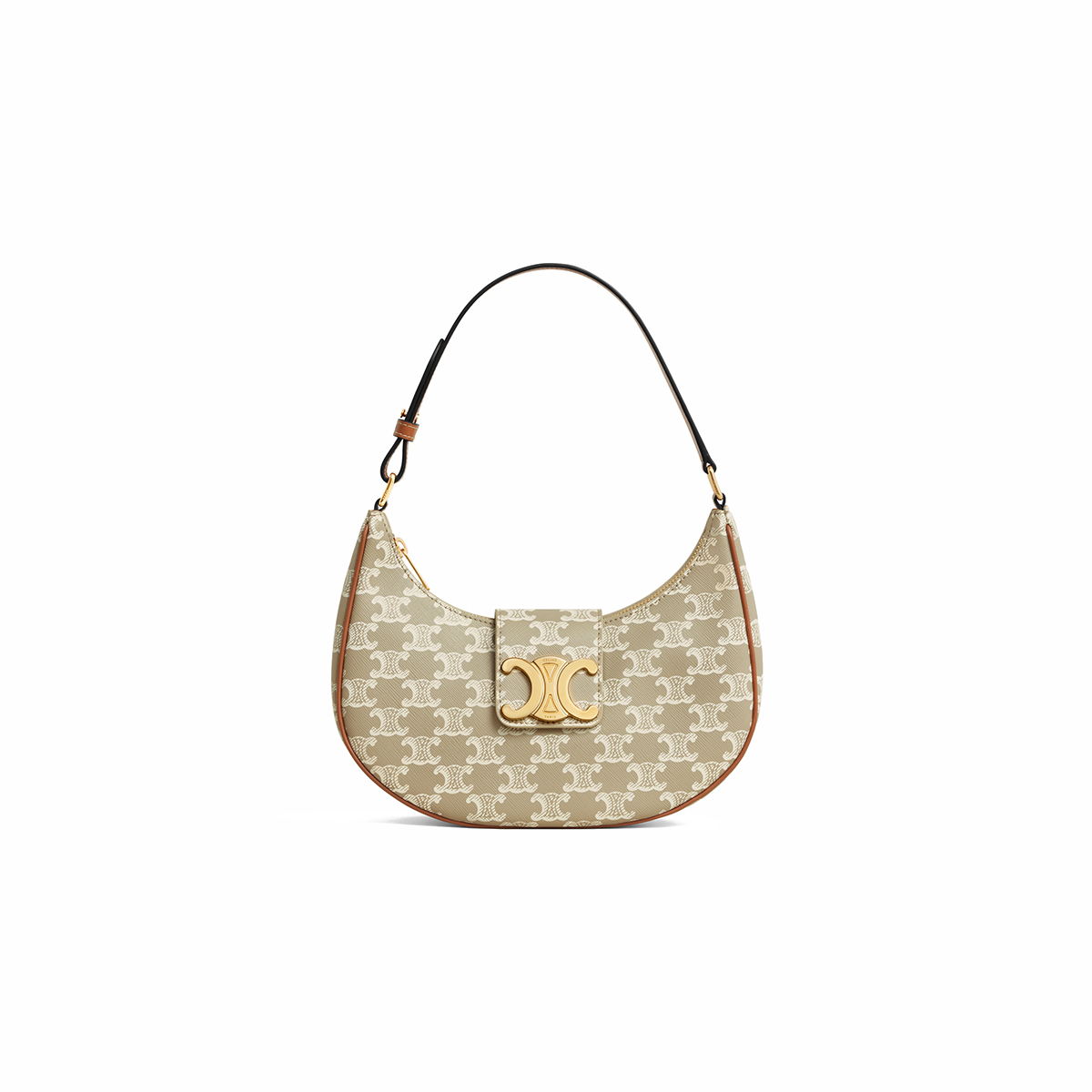 CELINE Medium Ava Triomphe Bag In Triomphe Canvas And Calfskin - Grege