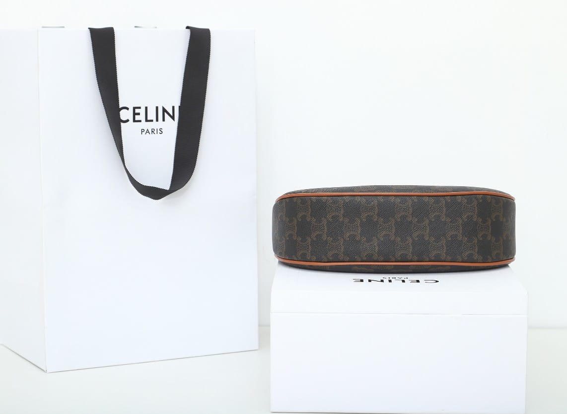 CELINE Medium Ava Bag In Triomphe Canvas And Calfskin - Black