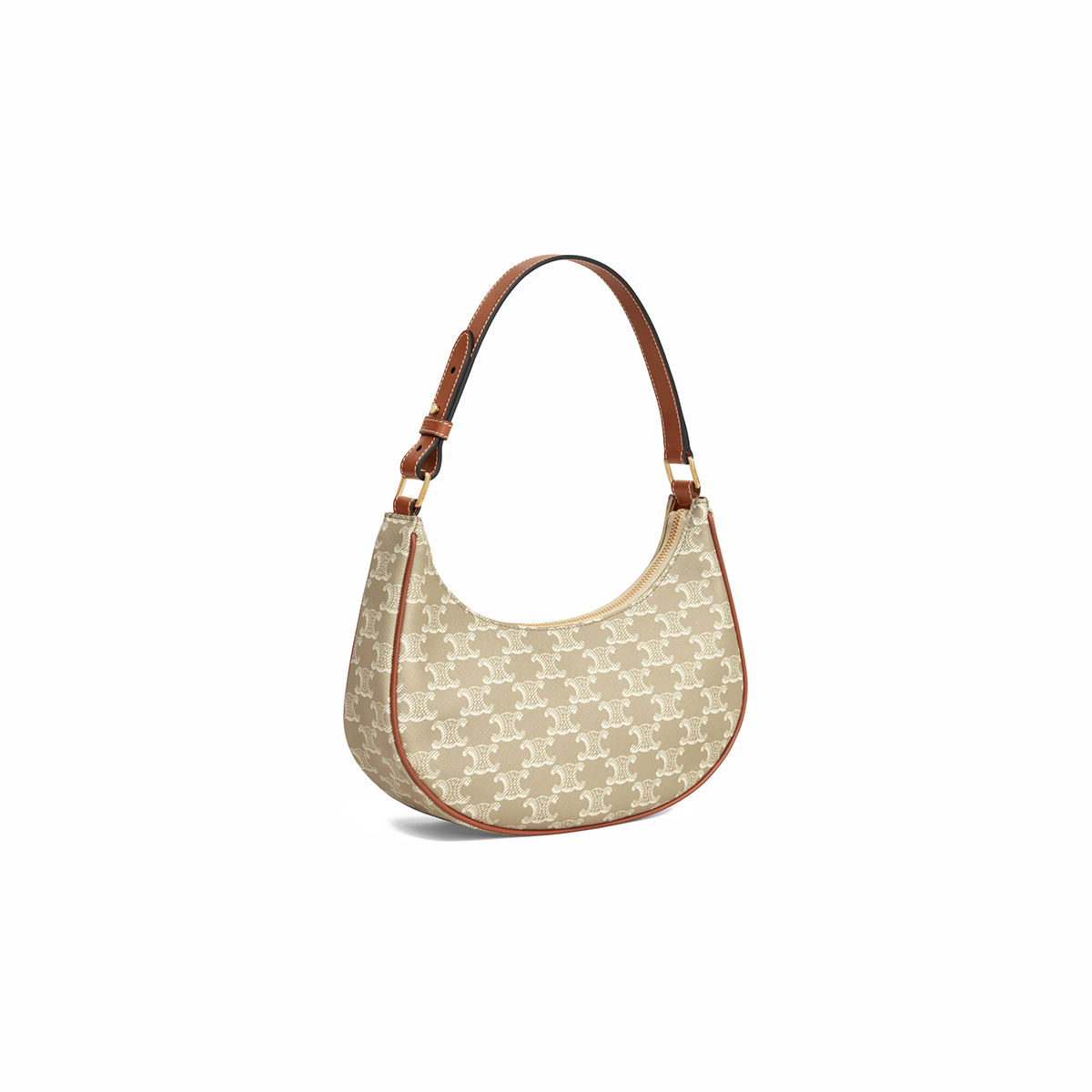 CELINE Medium Ava Bag In Triomphe Canvas And Calfskin - Grege