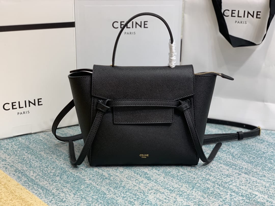 CELINE Nano Belt bag In Grained Calfskin - Black