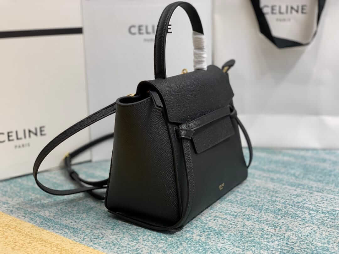 CELINE Nano Belt bag In Grained Calfskin - Black