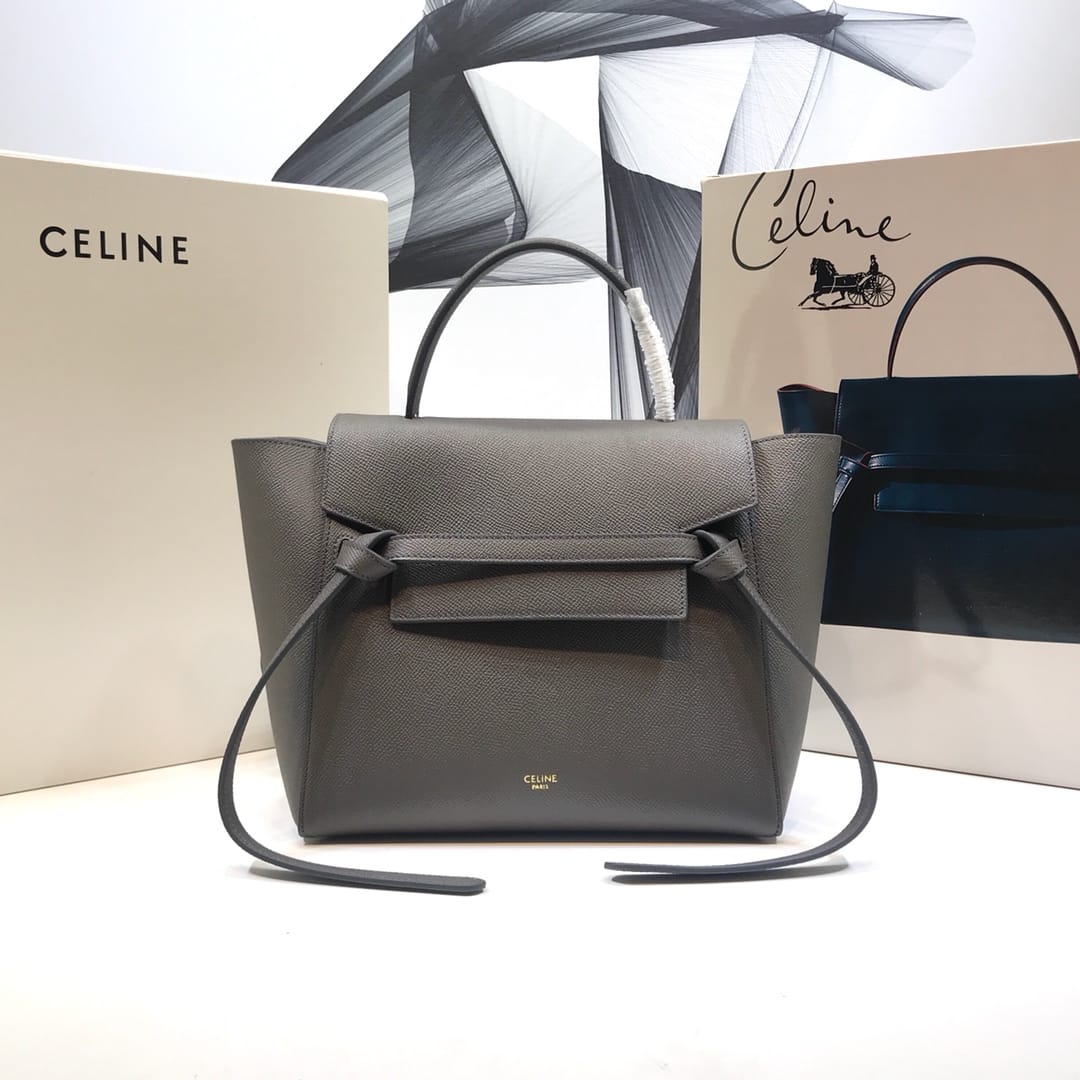 CELINE Micro Belt bag In Grained Calfskin - Grey