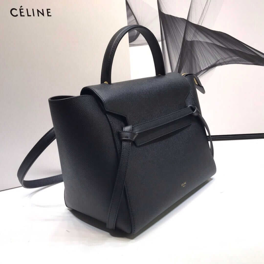 CELINE Mini Belt bag In Grained Calfskin - Black