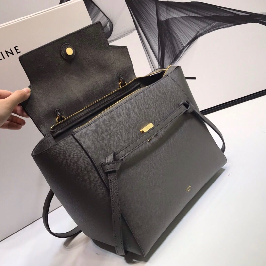 CELINE Mini Belt bag In Grained Calfskin - Grey