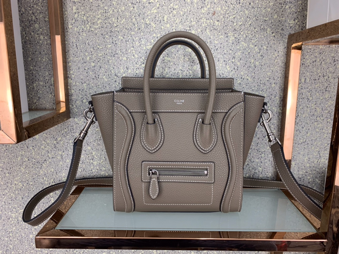 CELINE Nano Luggage Bag in Calfskin - Souris