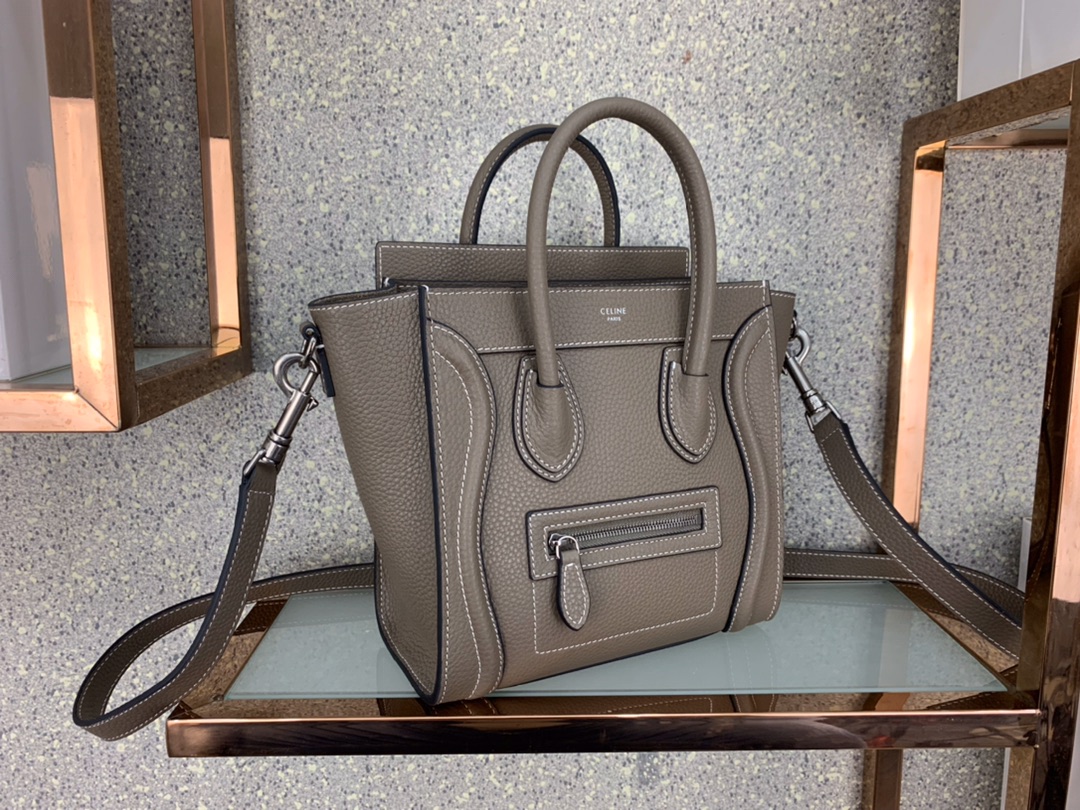 CELINE Nano Luggage Bag in Calfskin - Souris