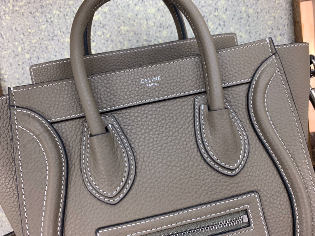 CELINE Nano Luggage Bag in Calfskin - Souris