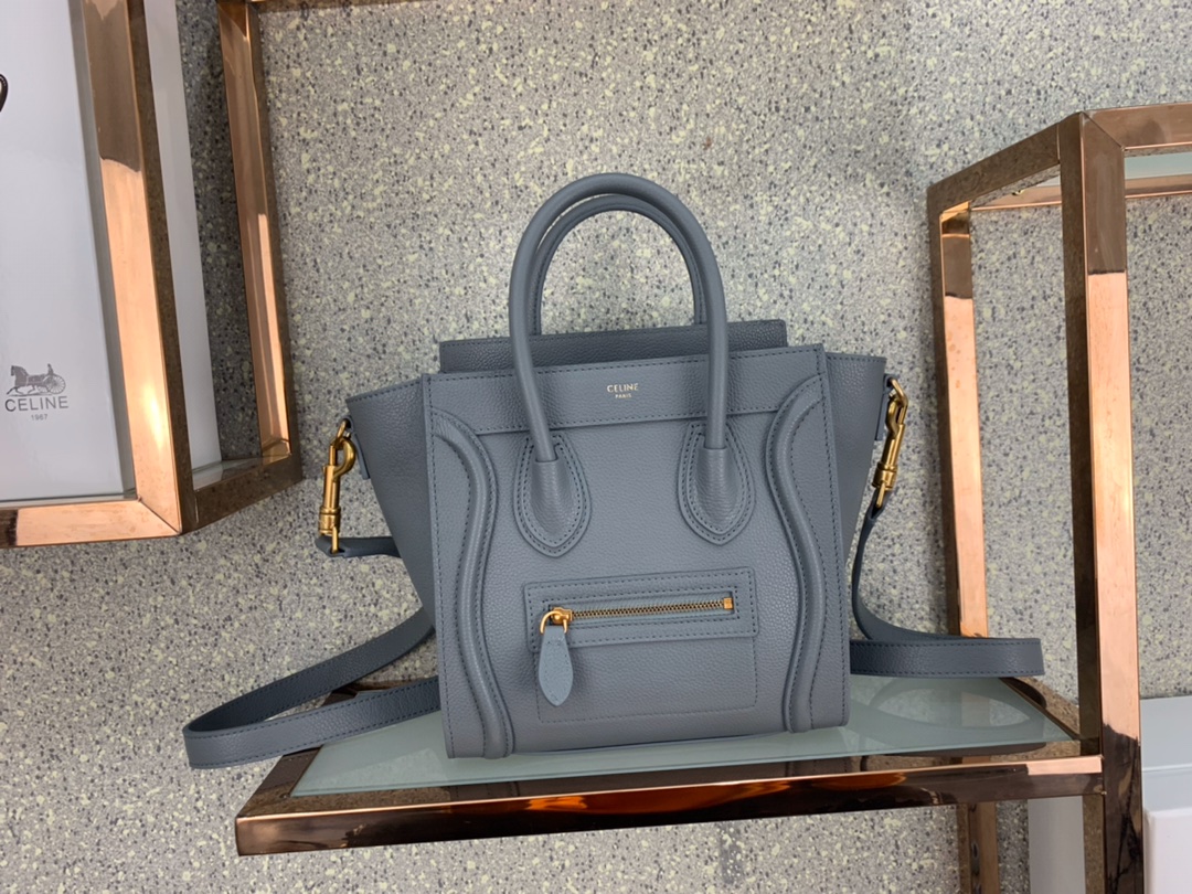 CELINE Nano Luggage Bag in Calfskin - Kohl