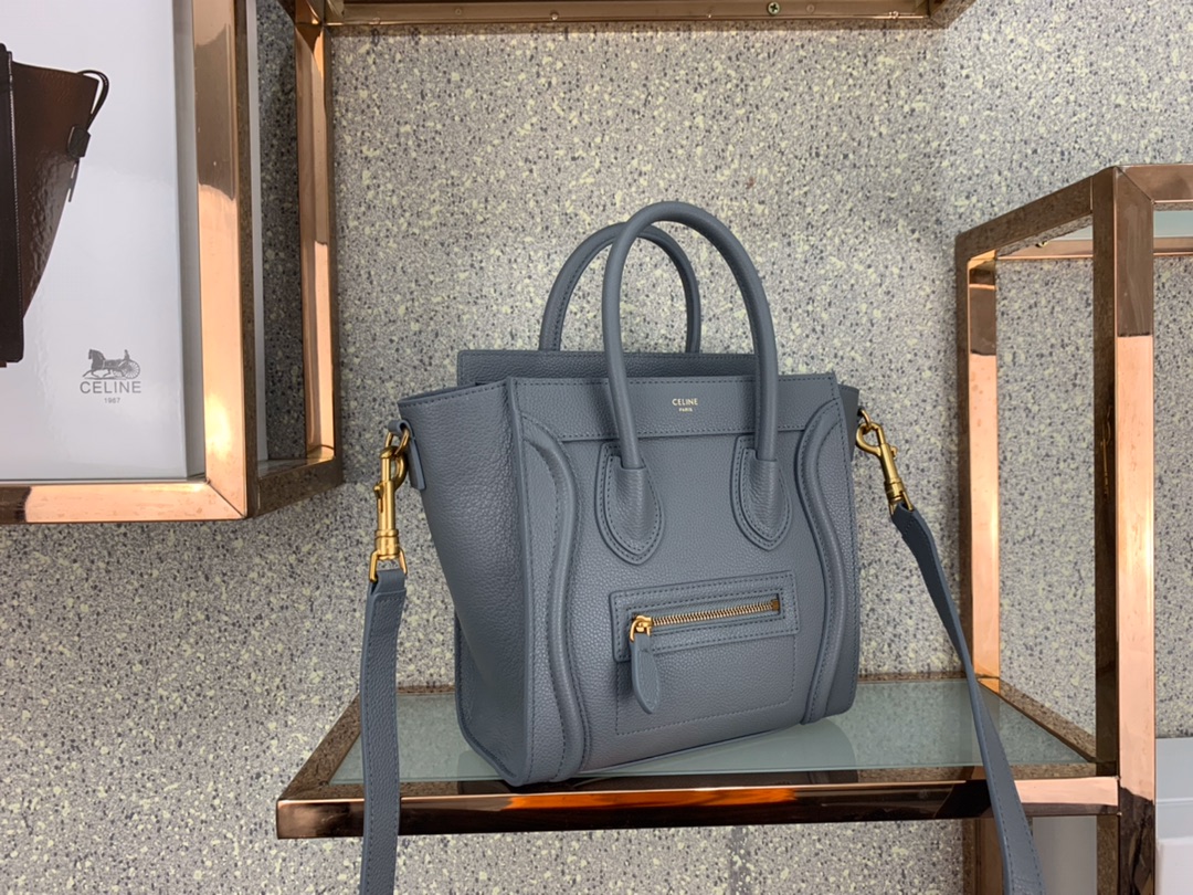 CELINE Nano Luggage Bag in Calfskin - Kohl