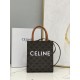 CELINE Mini Vertical Cabas In Triomphe Canvas And Calfskin With Celine Print - Black