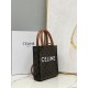 CELINE Mini Vertical Cabas In Triomphe Canvas And Calfskin With Celine Print - Black