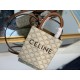 CELINE Mini Vertical Cabas In Triomphe Canvas And Calfskin With Celine Print - White