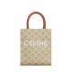 CELINE Mini Vertical Cabas In Triomphe Canvas And Calfskin With Celine Print -Beige