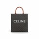 CELINE Small Vertical Cabas In Triomphe Canvas And Calfskin With Celine Print - White