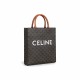 CELINE Small Vertical Cabas In Triomphe Canvas And Calfskin With Celine Print - White