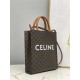 CELINE Small Vertical Cabas In Triomphe Canvas And Calfskin With Celine Print - White