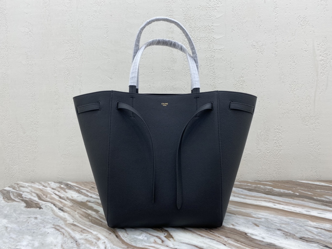 CELINE Cabas Phantom Small Tote Bag in Grained Calfskin - Black