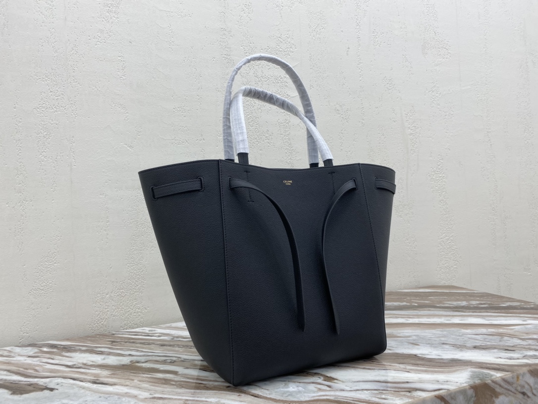 CELINE Cabas Phantom Small Tote Bag in Grained Calfskin - Black