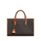 CELINE Mini Horizontal Cabas In Triomphe Canvas And Calfskin - Tan