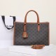 CELINE Mini Horizontal Cabas In Triomphe Canvas And Calfskin - Tan