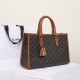 CELINE Mini Horizontal Cabas In Triomphe Canvas And Calfskin - Tan