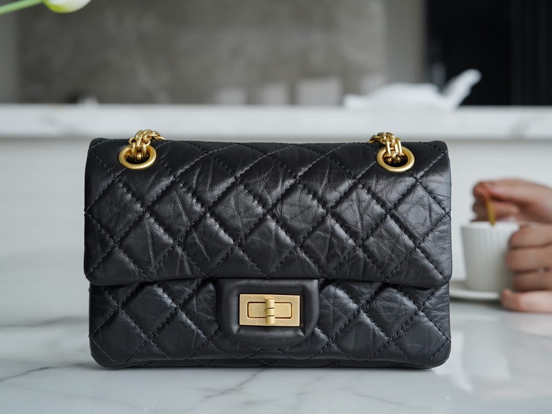 CHANEL 2.55 Mini Reissue Flap Bag Aged Lambskin - Black & Gold Toned Hardware