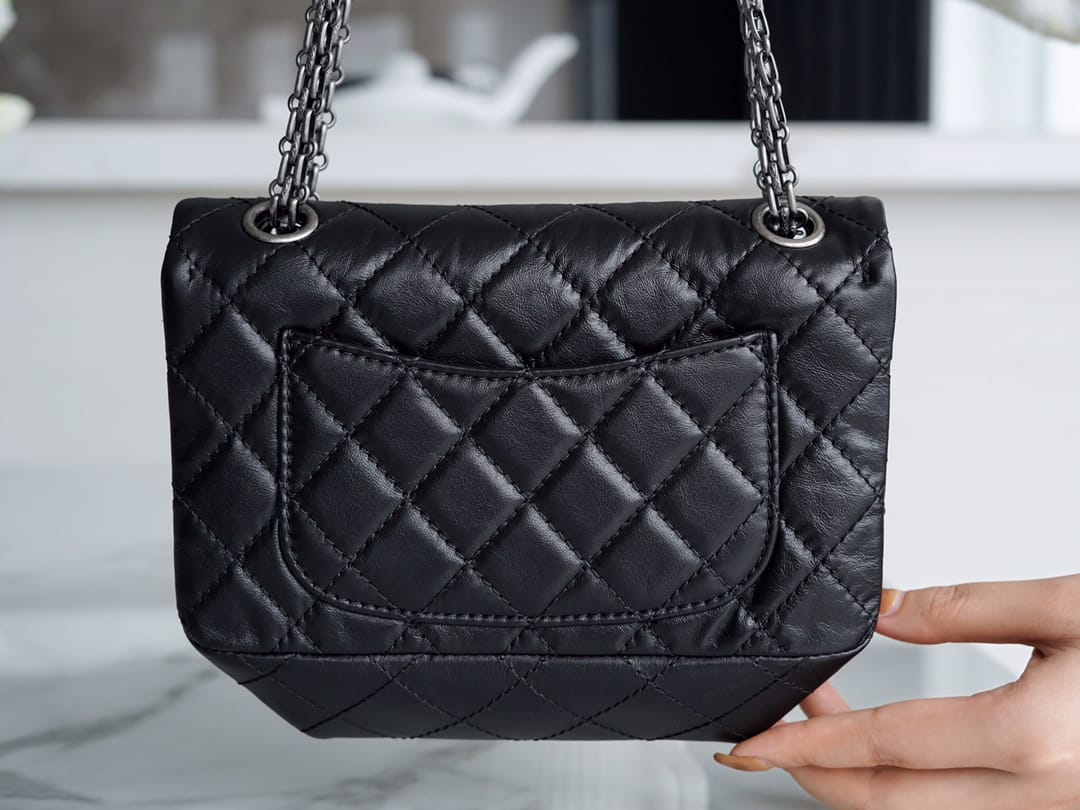 CHANEL 2.55 Mini Reissue Flap Bag Aged Lambskin - Black & Silver Toned Hardware