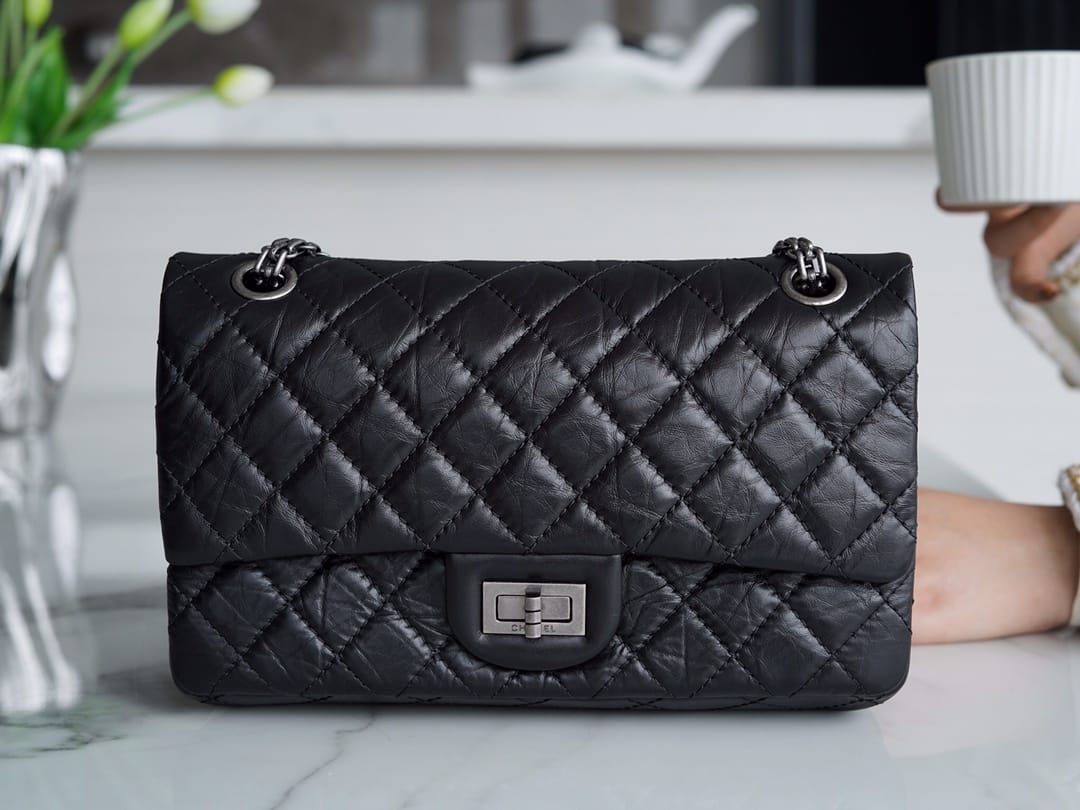 CHANEL 2.55 Small Reissue Flap Bag Aged Lambskin - Black & Silver Toned Hardware