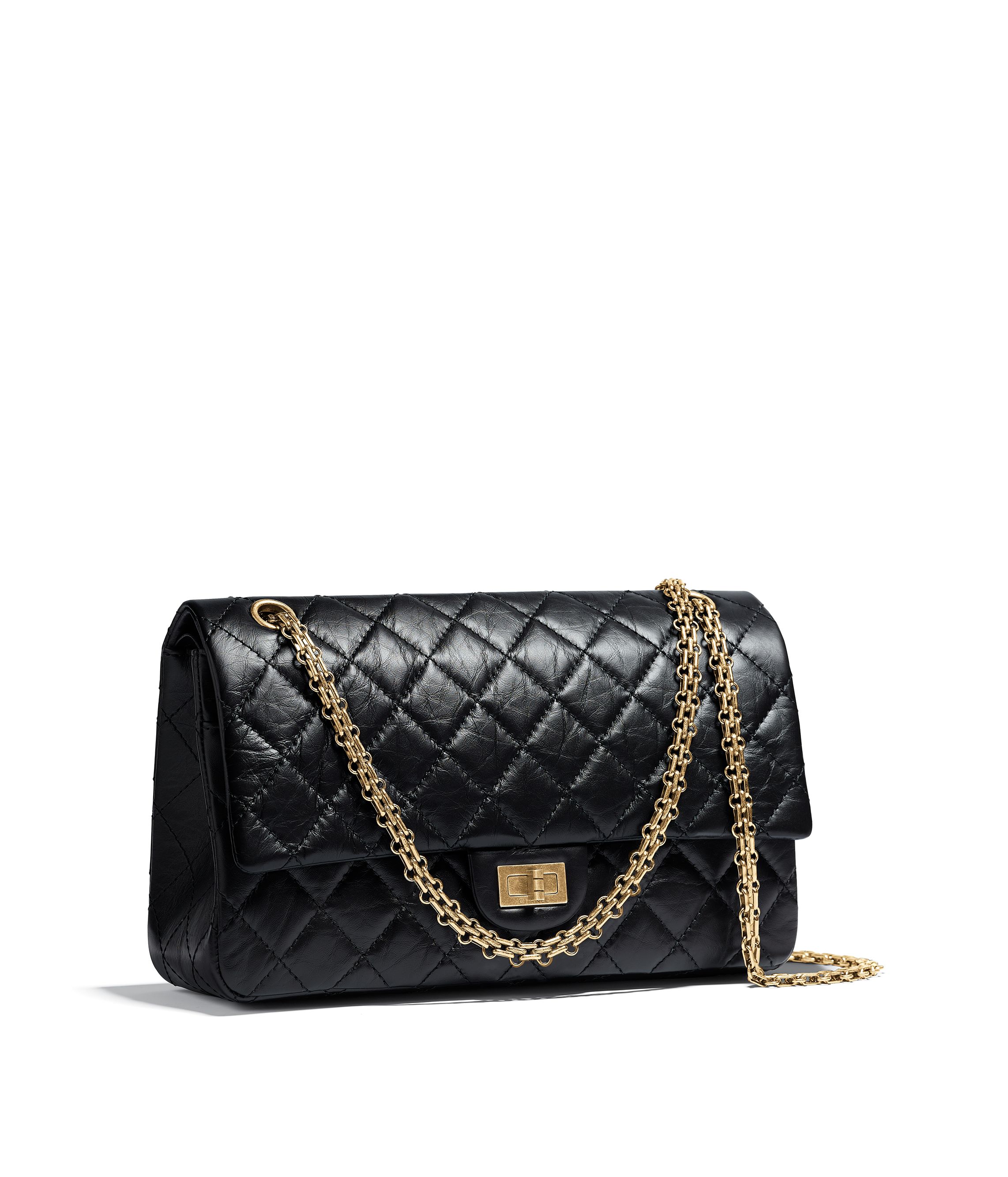 CHANEL 2.55 Large Reissue Flap Bag Aged Lambskin - Black & Gold Toned Hardware